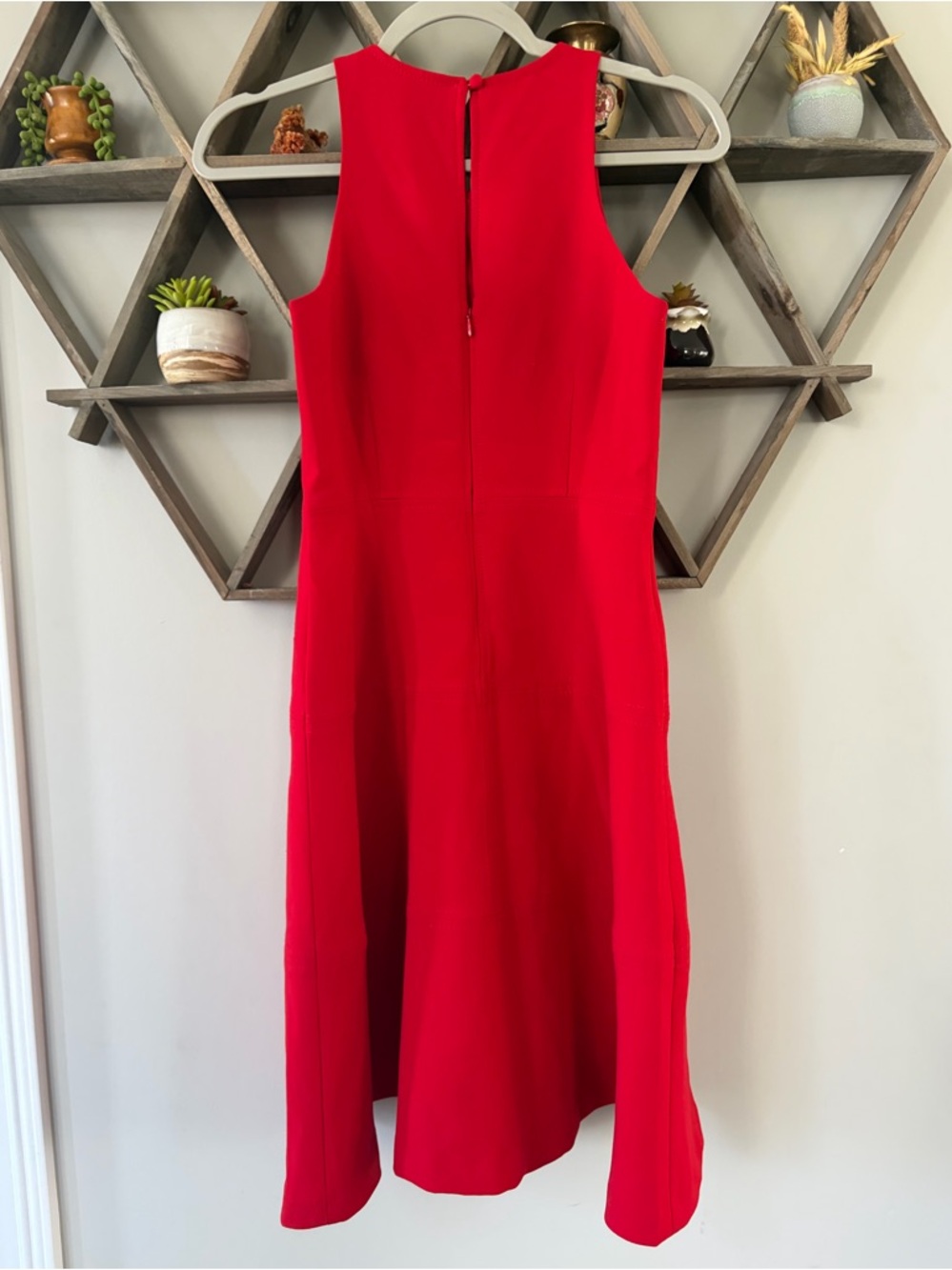 Banana Republic Red Stretch Racerback Fit-and-Flare Dress Size 0 petite. - Picture 3 of 8